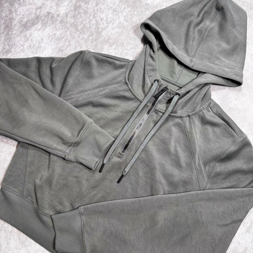 BYLT Premium Basics Womens Gray Quarter Zip Cropped Hoodie Large Raglan Sleeve